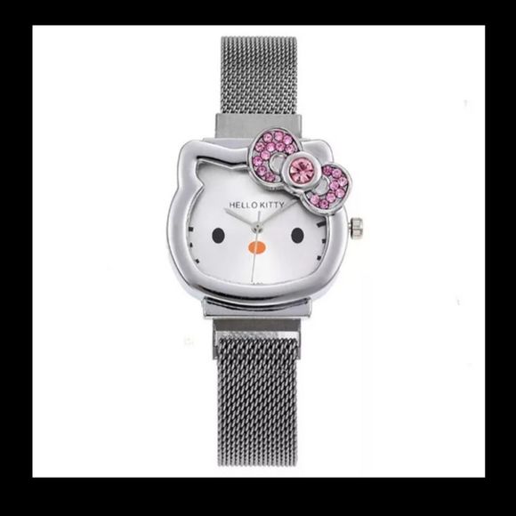 Silver stainless steel crystal embellished Hello Kitty watch nwt - Picture 2 of 5